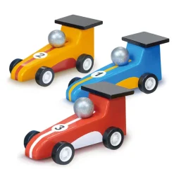 Mentari, Wooden Toy Cars - Set of 3 Pull Back Race Cars