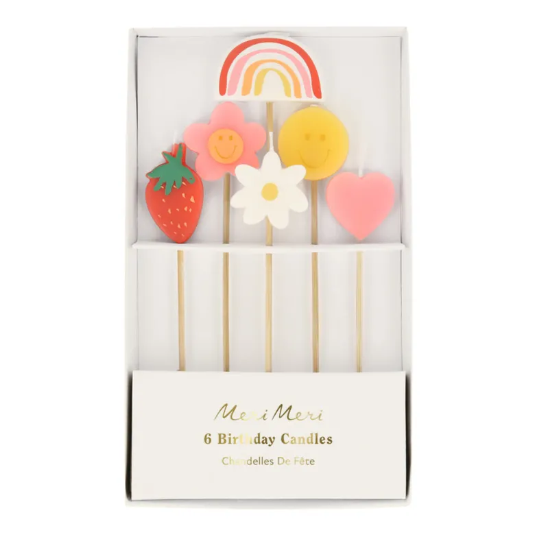 Meri Meri Cake Candles, Happy Face Icon – Pack of 6