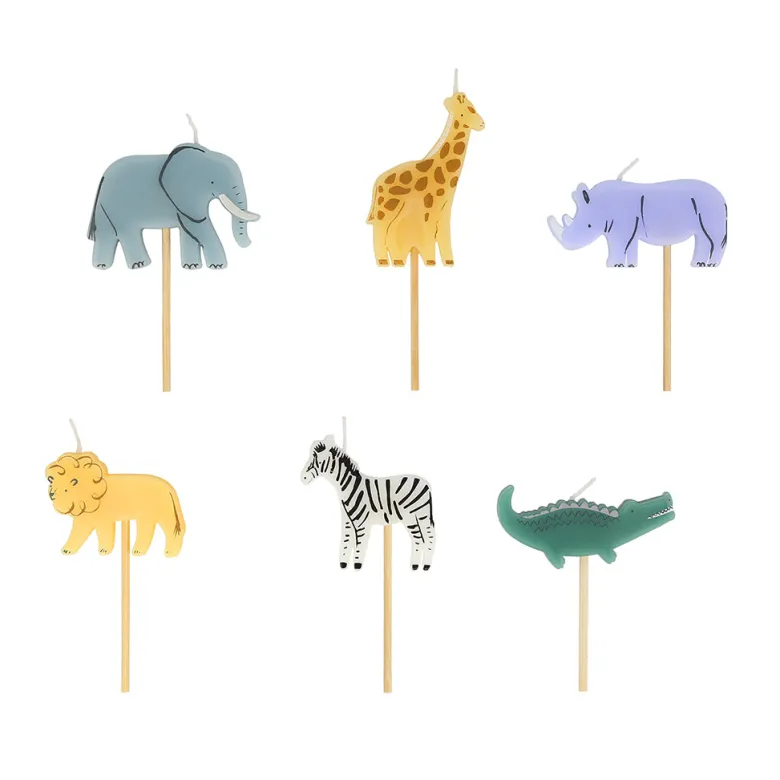 Meri Meri Cake Candles, Jungle Animals - Set of 5
