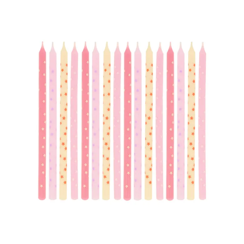 Meri Meri Cake Candles, Pink Stars - Set of 16