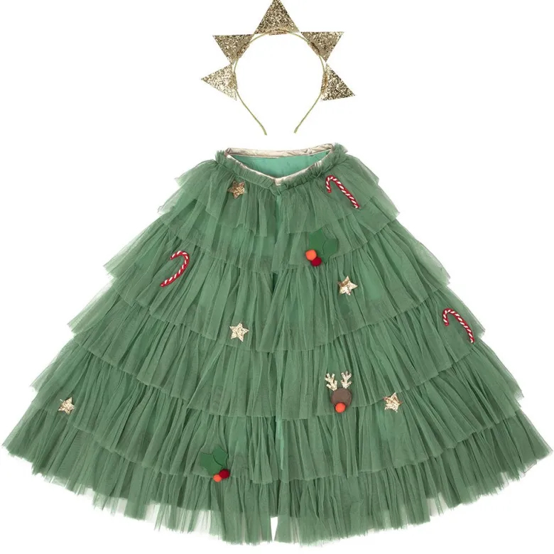 Meri Meri Costume, Christmas Tree Cape with Headband