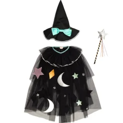 Meri Meri Costume, Witch Outfit with Hat and Wand - Ages 3-6 Years