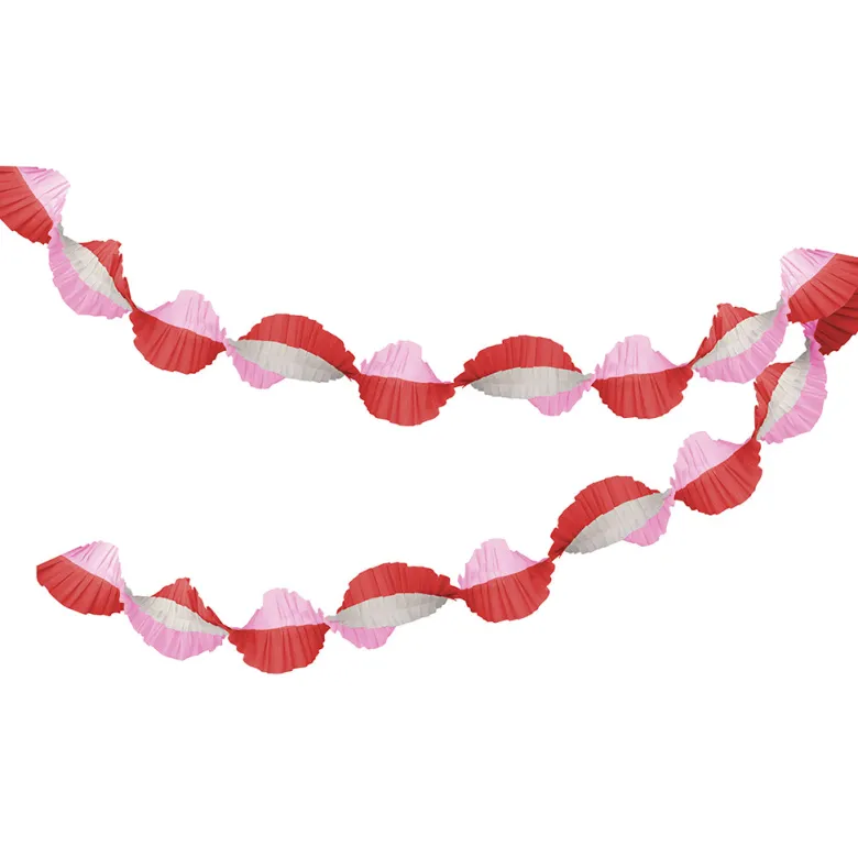 Meri Meri Crepe Paper with Ruffles, Pink and Red - 3 Meters