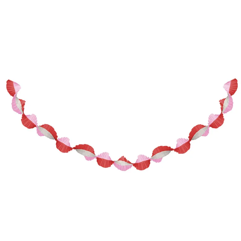 Meri Meri Crepe Paper with Ruffles, Pink and Red - 3 Meters