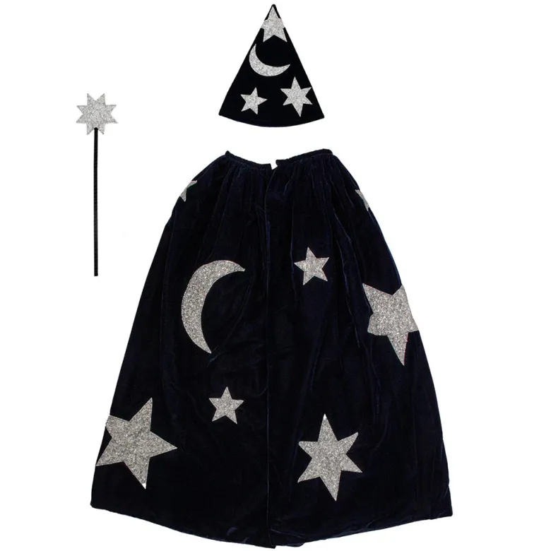 Meri Meri Dress-Up, Wizard Costume, Blue Velvet - Size 3-6 Years
