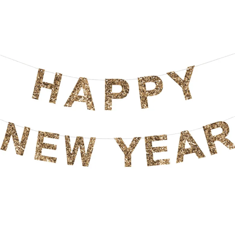 Meri Meri Garland, Happy New Year in Gold - 2.1 Meters