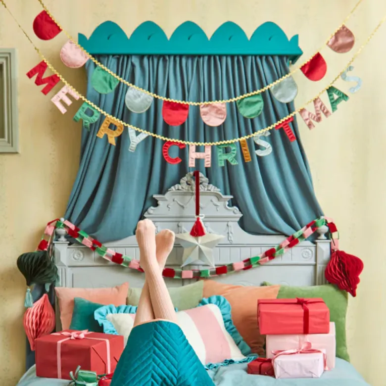 Meri Meri Garland, Merry Christmas, Velvet Banner - 1.7 m