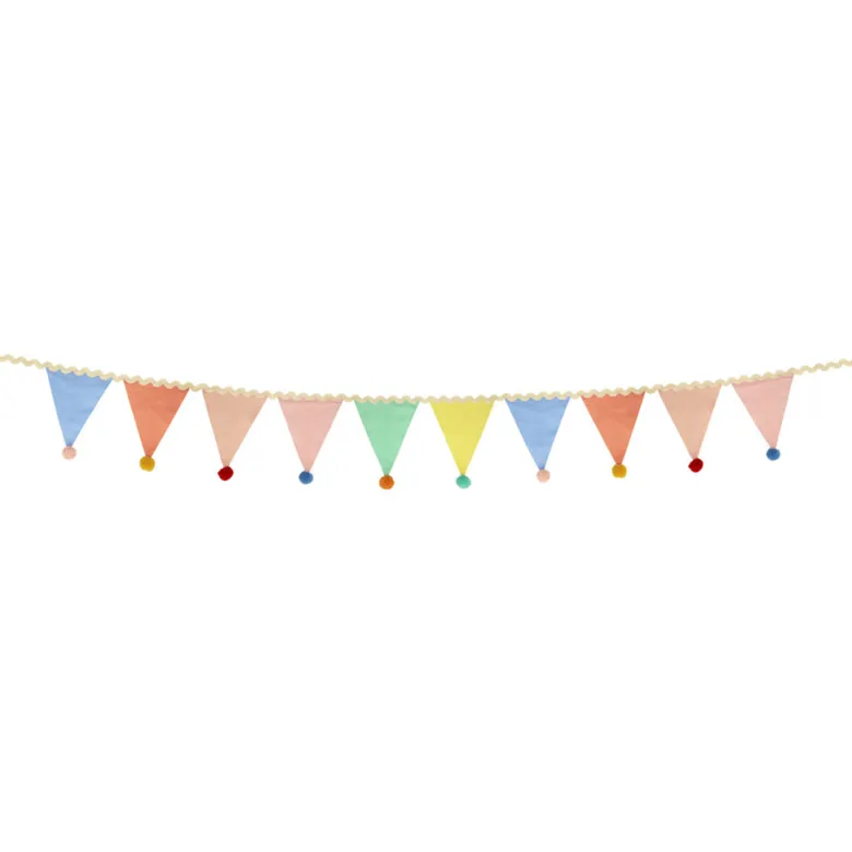 Meri Meri Garland, Pastel Bunting with Small Pom Poms 1.8 Meters