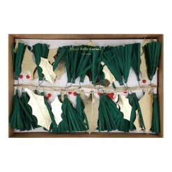 Meri Meri Garland, Pine Needles & Gold Holly – 1.2 m