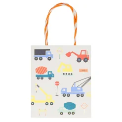 Meri Meri Gift Bags, Construction Vehicles – Pack of 8