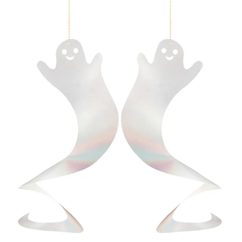 Meri Meri Halloween Decorations, Spinning Ghost - Set of 10