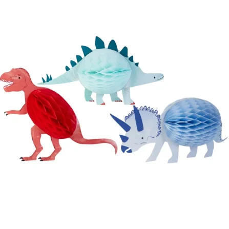 Meri Meri Honeycomb Decorations, Dinosaur - Set of 3