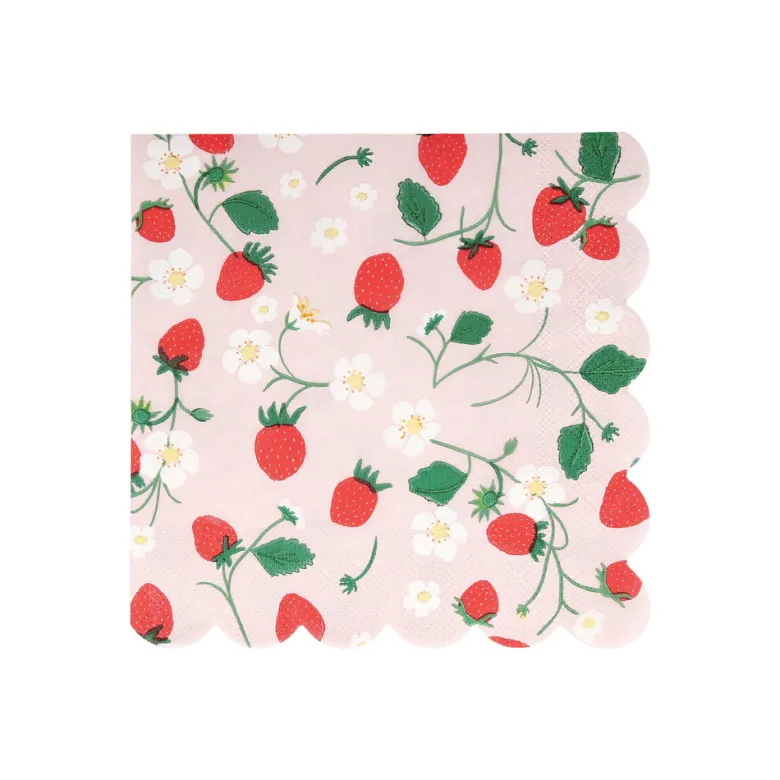 Meri Meri Large Napkins, Strawberry – Set of 16