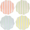 Meri Meri Large Paper Plates, Pastel Stripe – Pack of 8