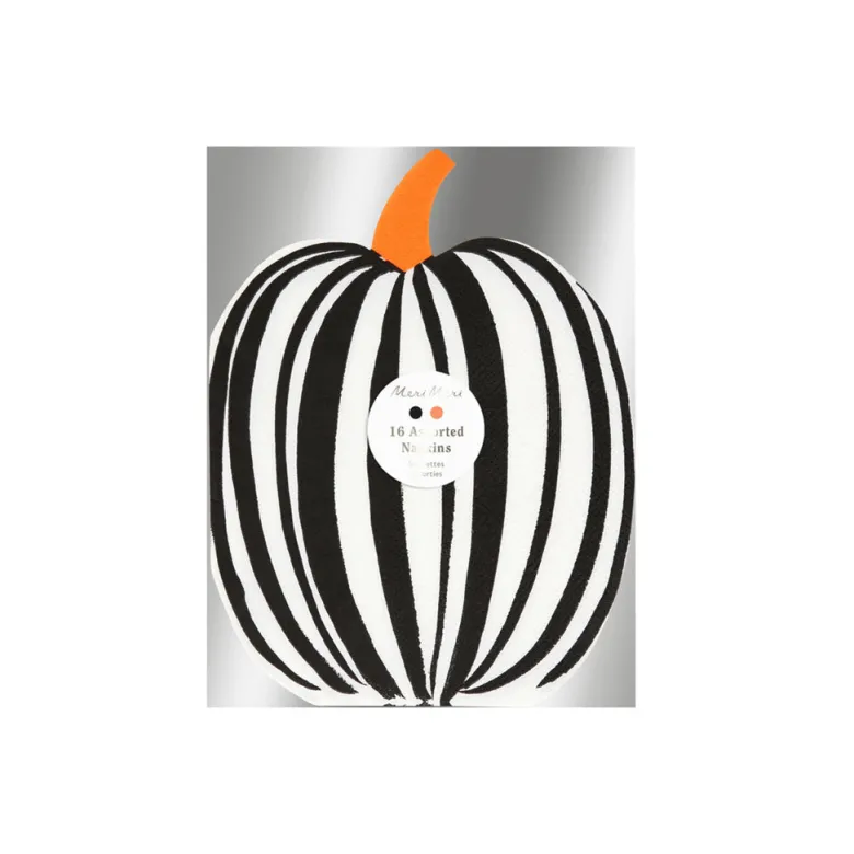 Meri Meri Napkins, Halloween, Striped Pumpkin - Set of 16