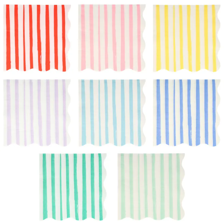 Meri Meri Napkins Size L, Mixed Stripe - Pack of 16
