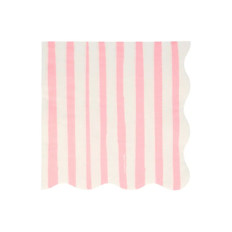 Meri Meri Napkins Size L, Pink Stripe - Pack of 16.