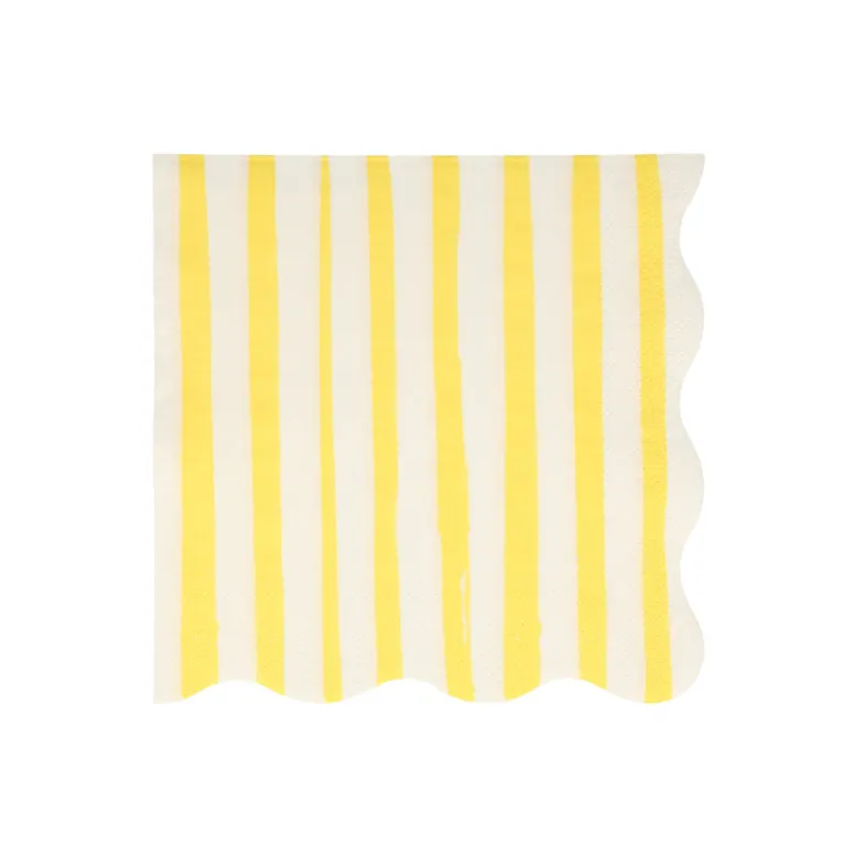 Meri Meri Napkins Size L, Yellow Stripe - 16 Pack