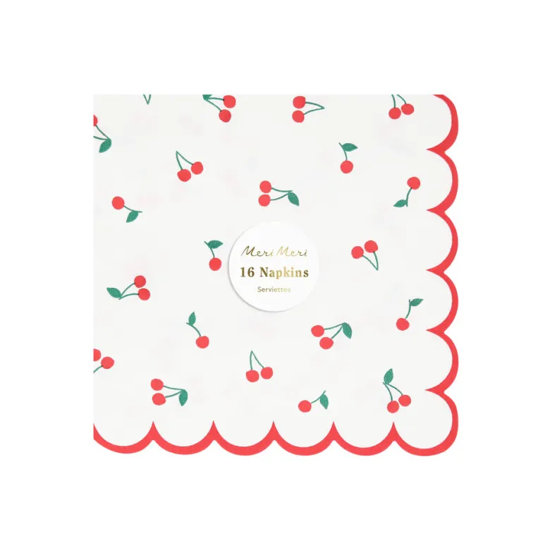 Meri Meri Napkins, Size L, Cherry - Set of 16