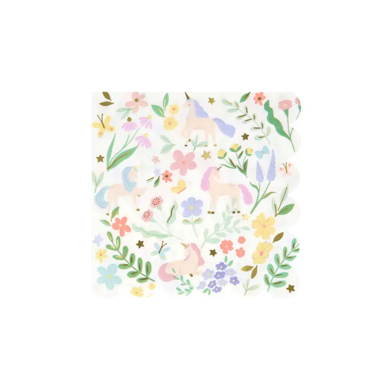 Meri Meri Napkins, Size L, Meadow Unicorn - Pack of 16