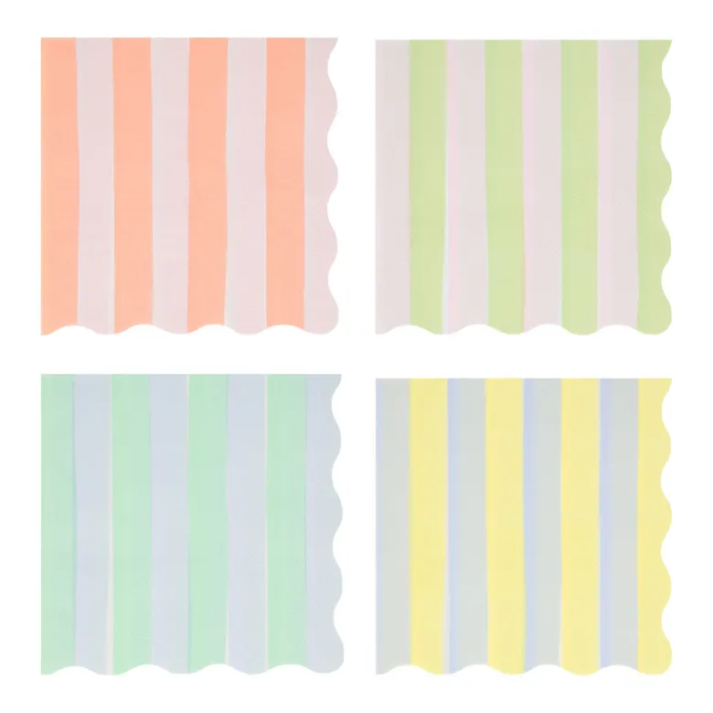 Meri Meri Napkins Size L, Pastel Stripe - Pack of 16
