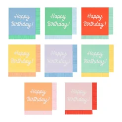 Meri Meri Napkins Size S, Mixed Happy Birthday - Pack of 8