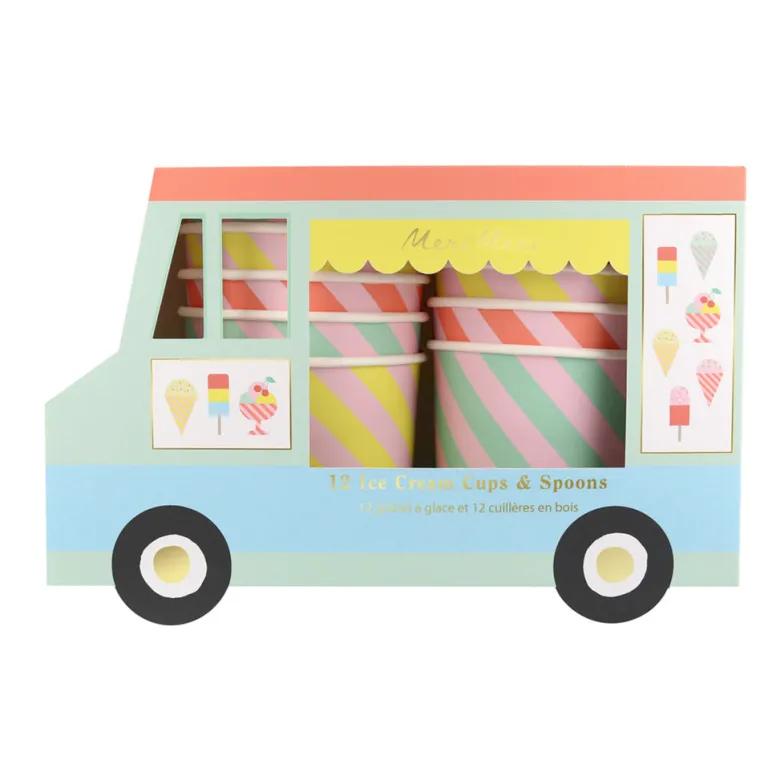 Meri Meri Paper Cups, Ice Cream Cups and Spoons - Set of 12