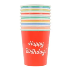 Meri Meri Paper Cups, Mixed 'Happy Birthday' – Pack of 8