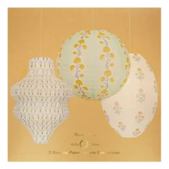 Meri Meri Paper Lanterns in Rice Paper by Molly Mahon, Set of 3 - WITHOUT LIGHT SOURCE