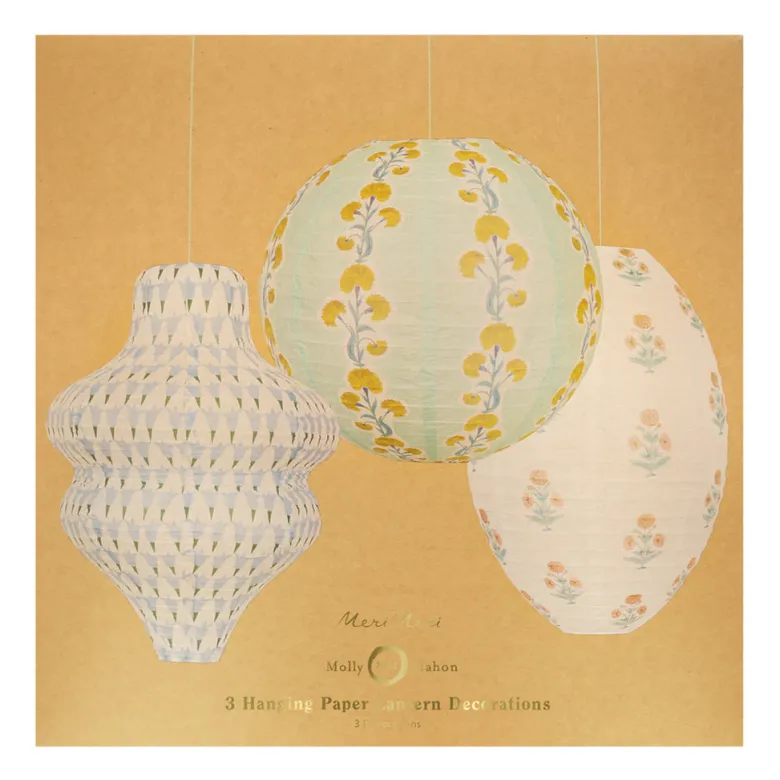 Meri Meri Paper Lanterns in Rice Paper by Molly Mahon, Set of 3 - WITHOUT LIGHT SOURCE