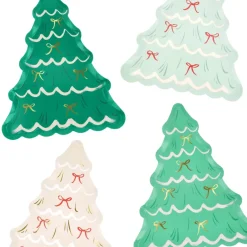 Meri Meri Paper Plates, Christmas Tree with Bow - Set of 8