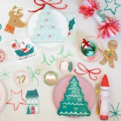 Meri Meri Paper Plates, Christmas Tree with Bow - Set of 8