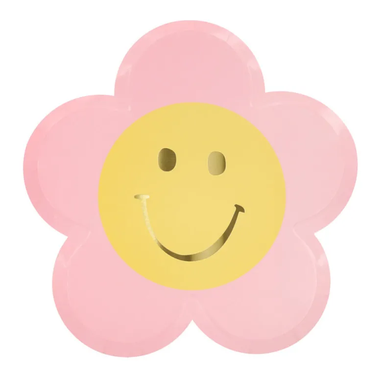 Meri Meri Paper Plates, Happy Face Flowers – Pack of 8