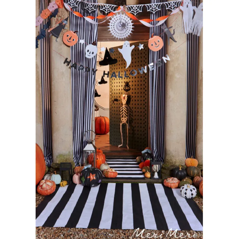 Meri Meri Paper Plates, Halloween, Striped Pumpkin - Set of 8