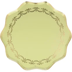 Meri Meri Paper Plates, Ladurée Paris, Pack of 8, Size L – Yellow with Gold Detailing