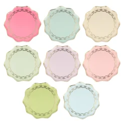 Meri Meri Paper Plates, Ladurée Paris, Pack of 8, Size S - Assorted Colors with Gold Pattern