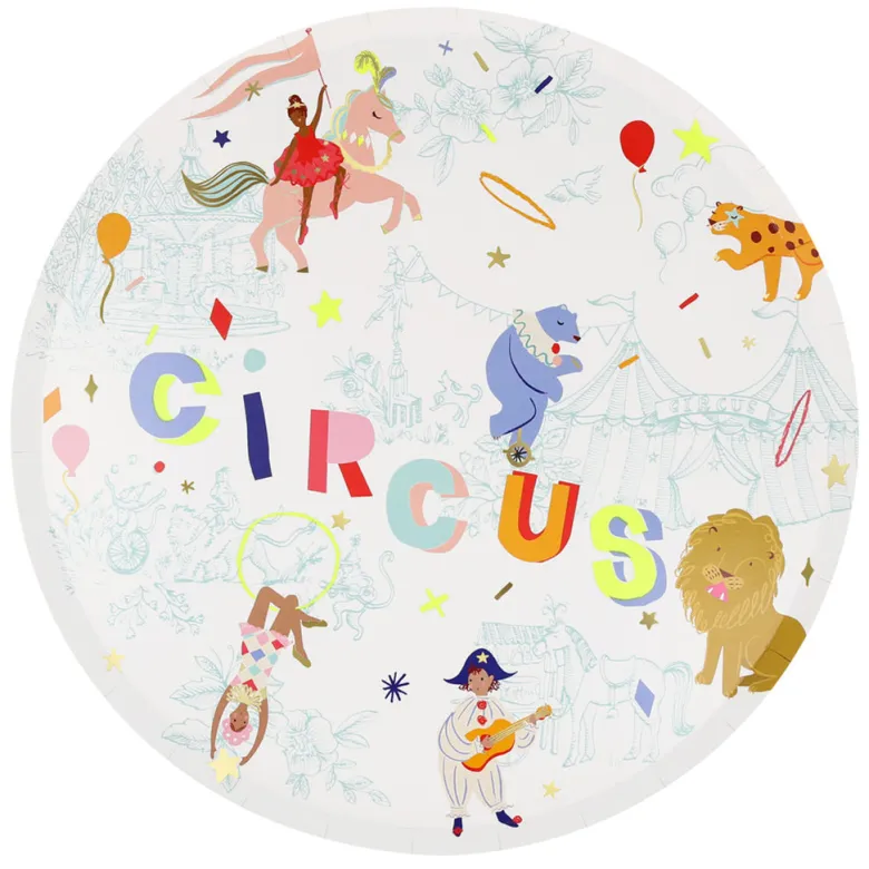 Meri Meri Paper Plates, Large, Circus – Set of 8