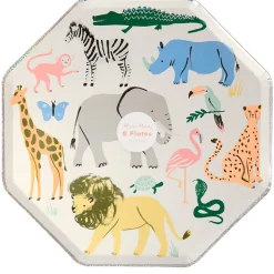 Meri Meri Paper Plates Size L, Safari Animals - Pack of 8
