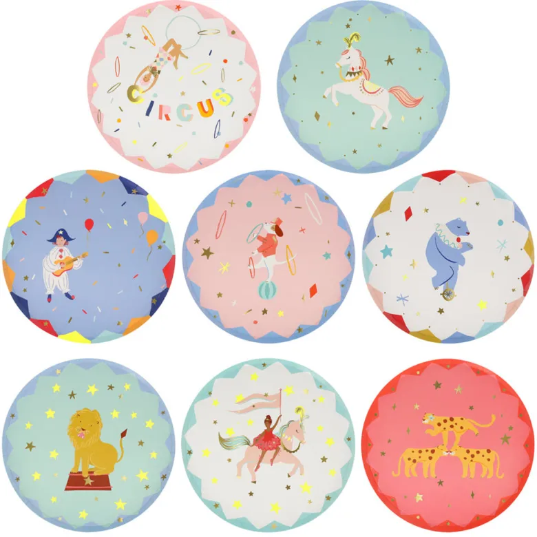 Meri Meri Paper Plates, Size S, Circus - Pack of 8