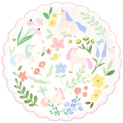 Meri Meri Paper Plates, Size S, Meadow Unicorns - 8 pcs