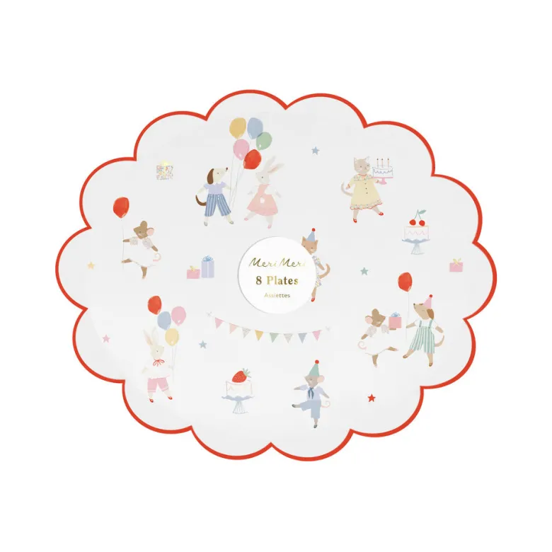 Meri Meri Paper Plates, Size S, Animal Friends - Set of 8
