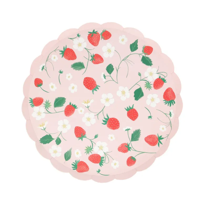Meri Meri Paper Plates, Size L, Strawberry - Set of 8