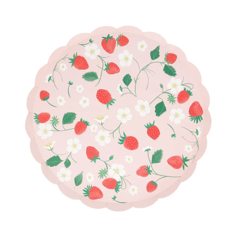 Meri Meri Paper Plates, Size S, Strawberry - Set of 8