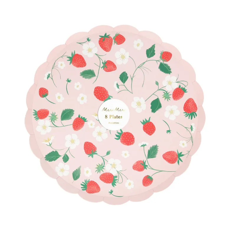 Meri Meri Paper Plates, Size S, Strawberry - Set of 8