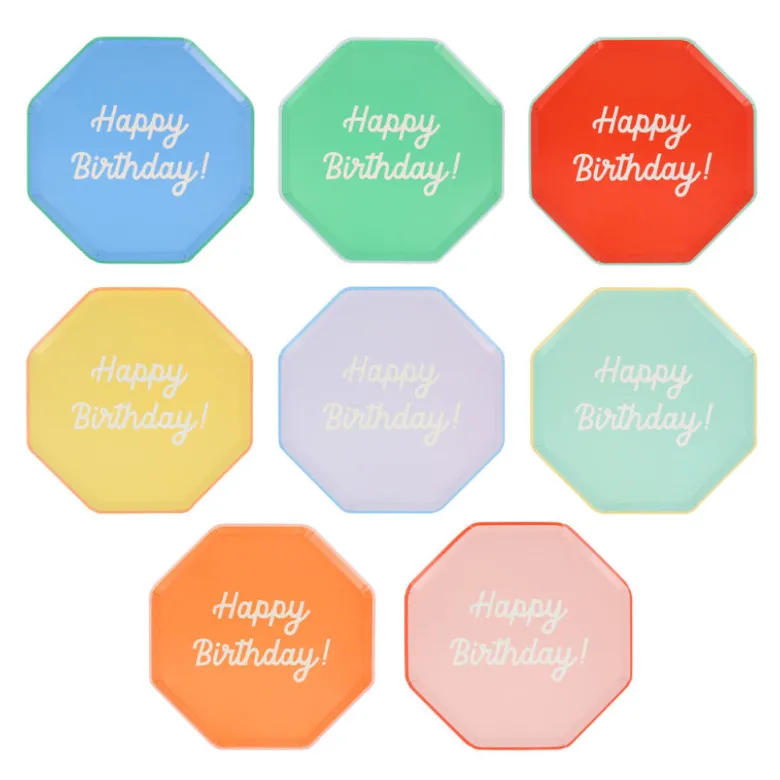 Meri Meri Paper Plates Size S, Happy Birthday - Pack of 8