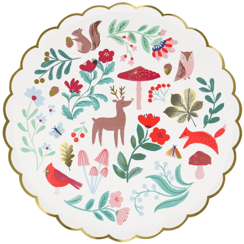 Meri Meri Paper Plates Size L, Winter Woodland - Set of 8
