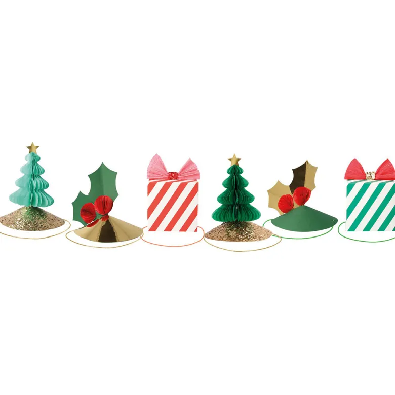 Meri Meri Party Hats, Mixed Christmas Hats - Set of 6