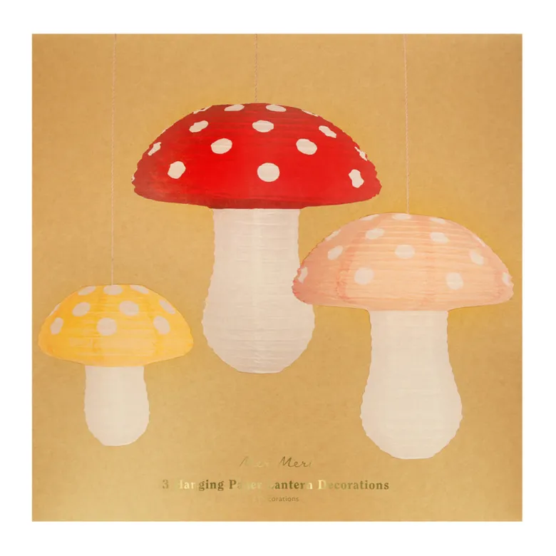 Meri Meri Rice Paper Lanterns, Mushroom, Set of 3