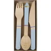Meri Meri Wooden Cutlery, Toot Sweet - Blue - 24 Pieces