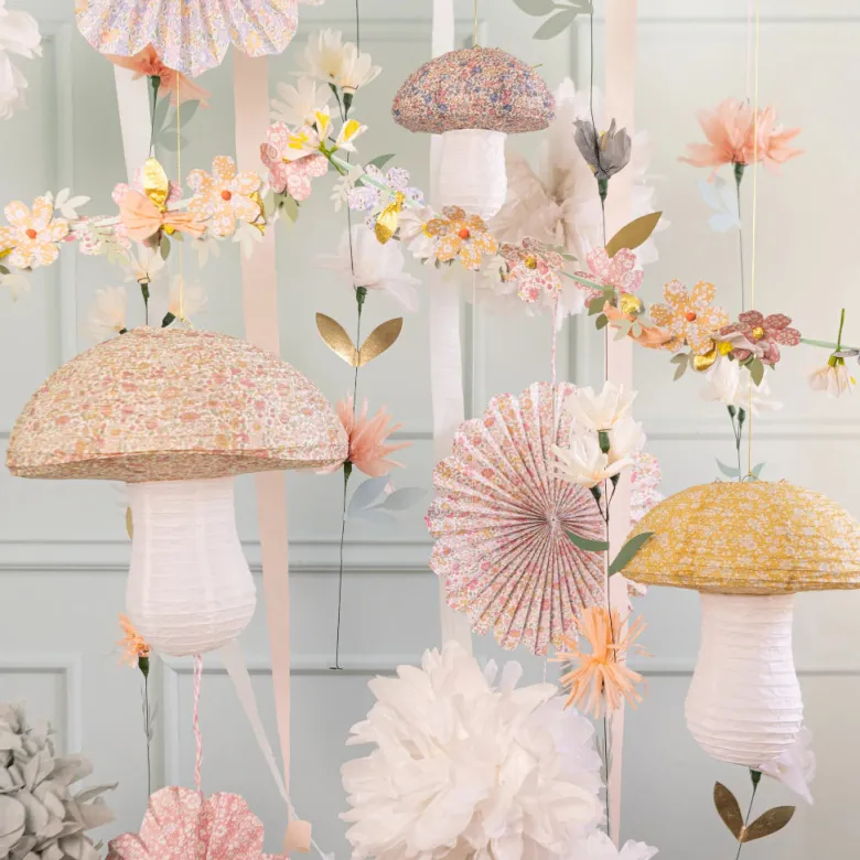 Meri Meri x Liberty Lanterns, Mushrooms – Set of 3 – NO LIGHT SOURCE INCLUDED